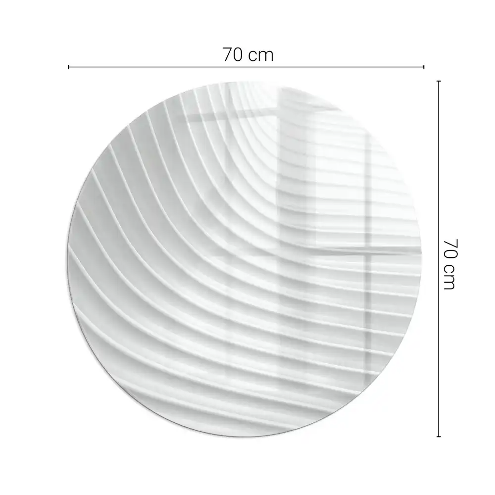 Plaque de sol ronde en verre pour cheminée motif vagues de lignes