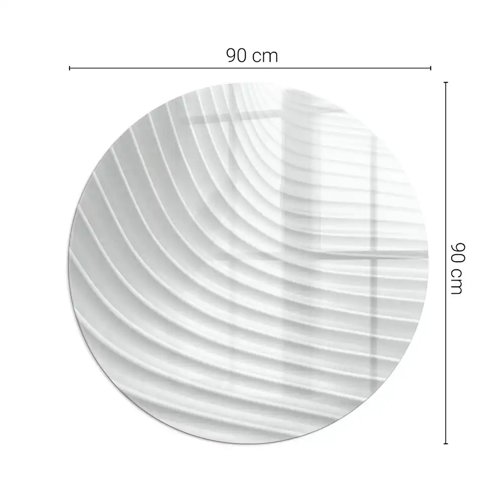 Plaque de sol ronde en verre pour cheminée motif vagues de lignes
