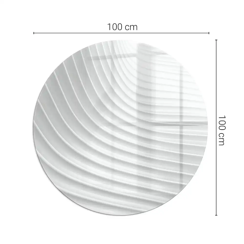 Plaque de sol ronde en verre pour cheminée motif vagues de lignes