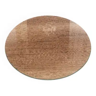 Plaque de sol ronde en verre pour cheminée motif bois naturel