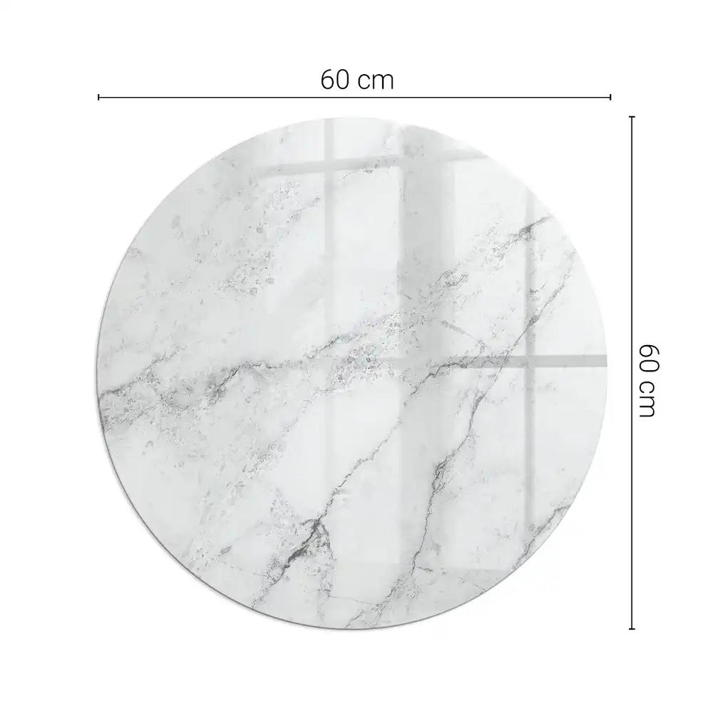 Plaque de sol ronde en verre pour cheminée motif marbré veiné