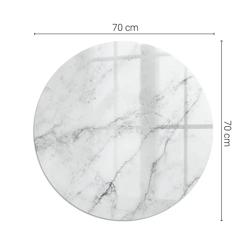 Plaque de sol ronde en verre pour cheminée motif marbré veiné