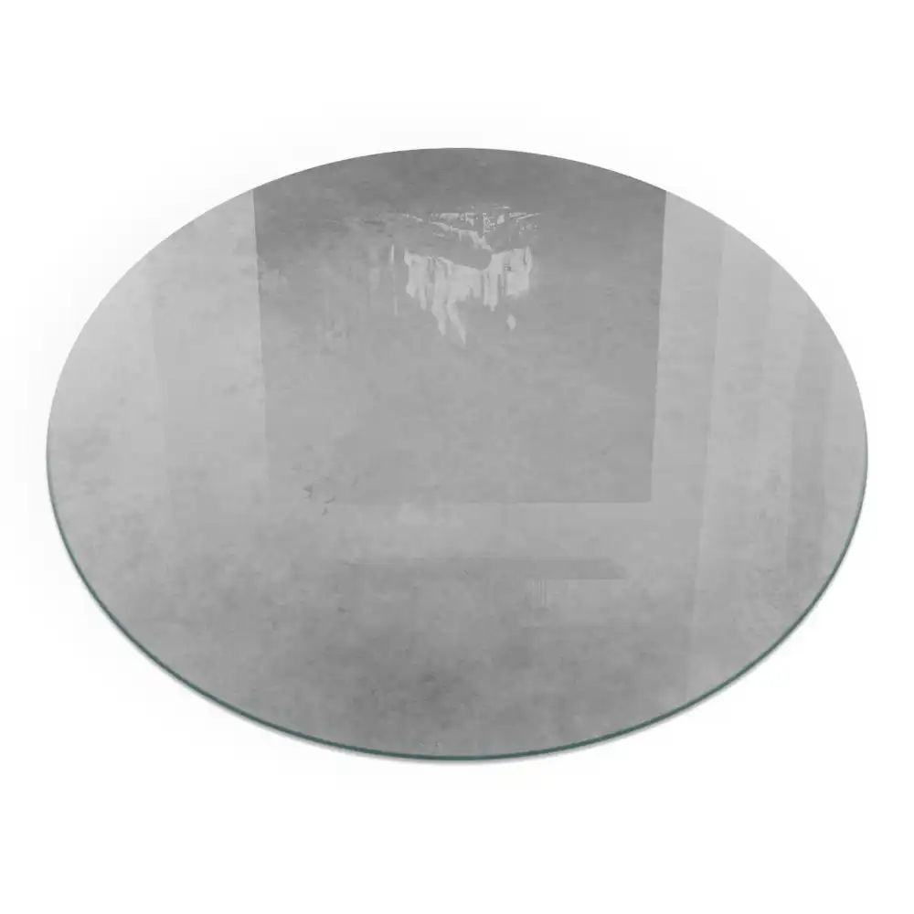 Plaque de sol ronde en verre pour cheminée effet béton