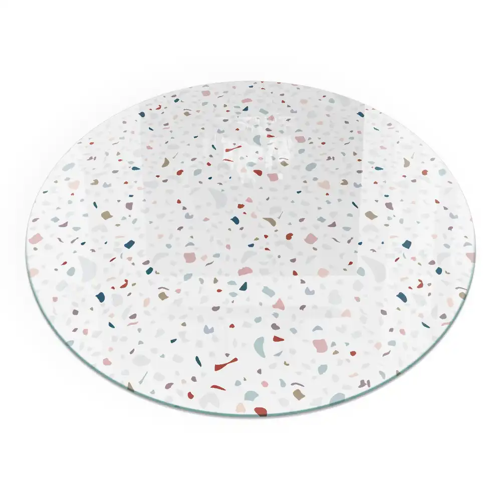 Plaque de protection ronde en verre trempé pour cheminée avec motif de petites formes