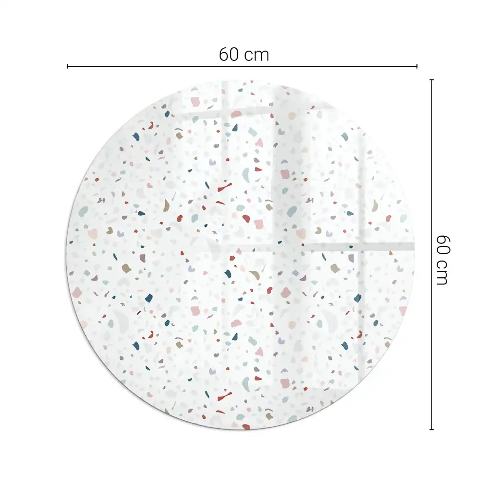 Plaque de protection ronde en verre trempé pour cheminée avec motif de petites formes