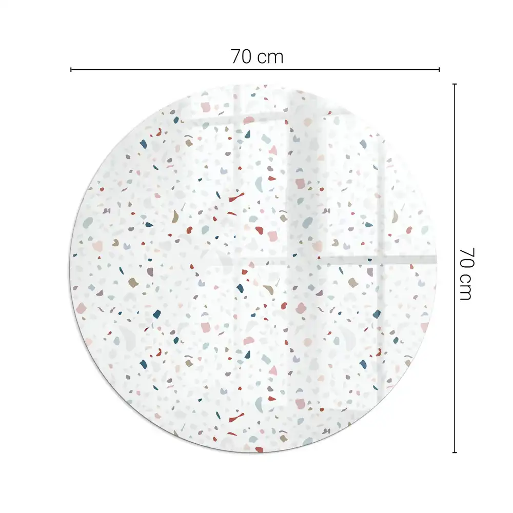 Plaque de protection ronde en verre trempé pour cheminée avec motif de petites formes