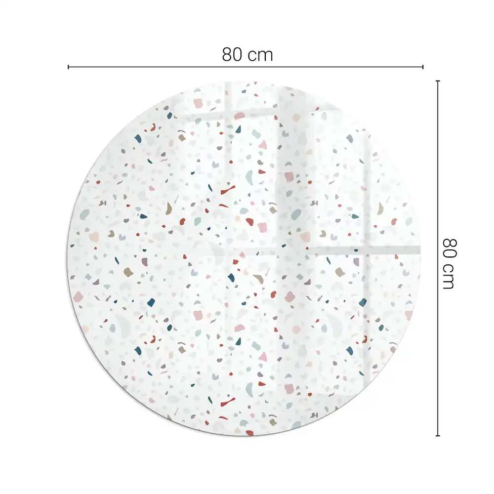 Plaque de protection ronde en verre trempé pour cheminée avec motif de petites formes