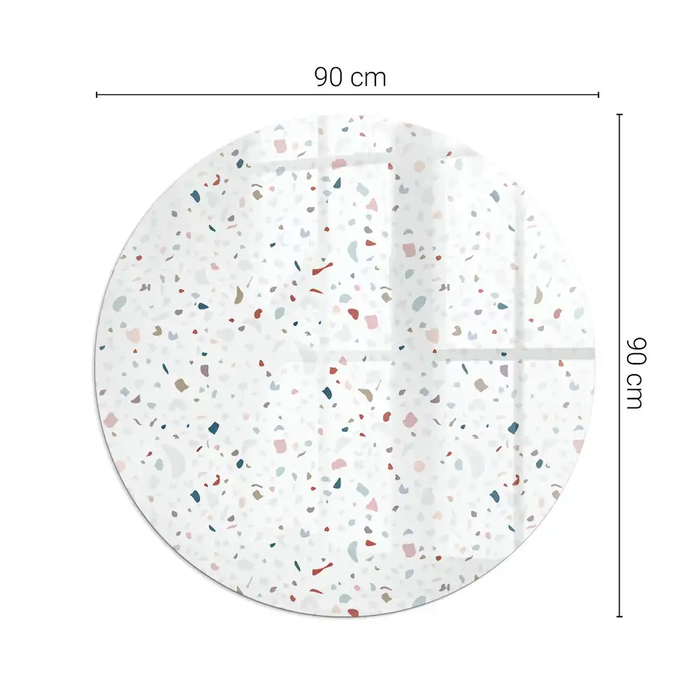 Plaque de protection ronde en verre trempé pour cheminée avec motif de petites formes