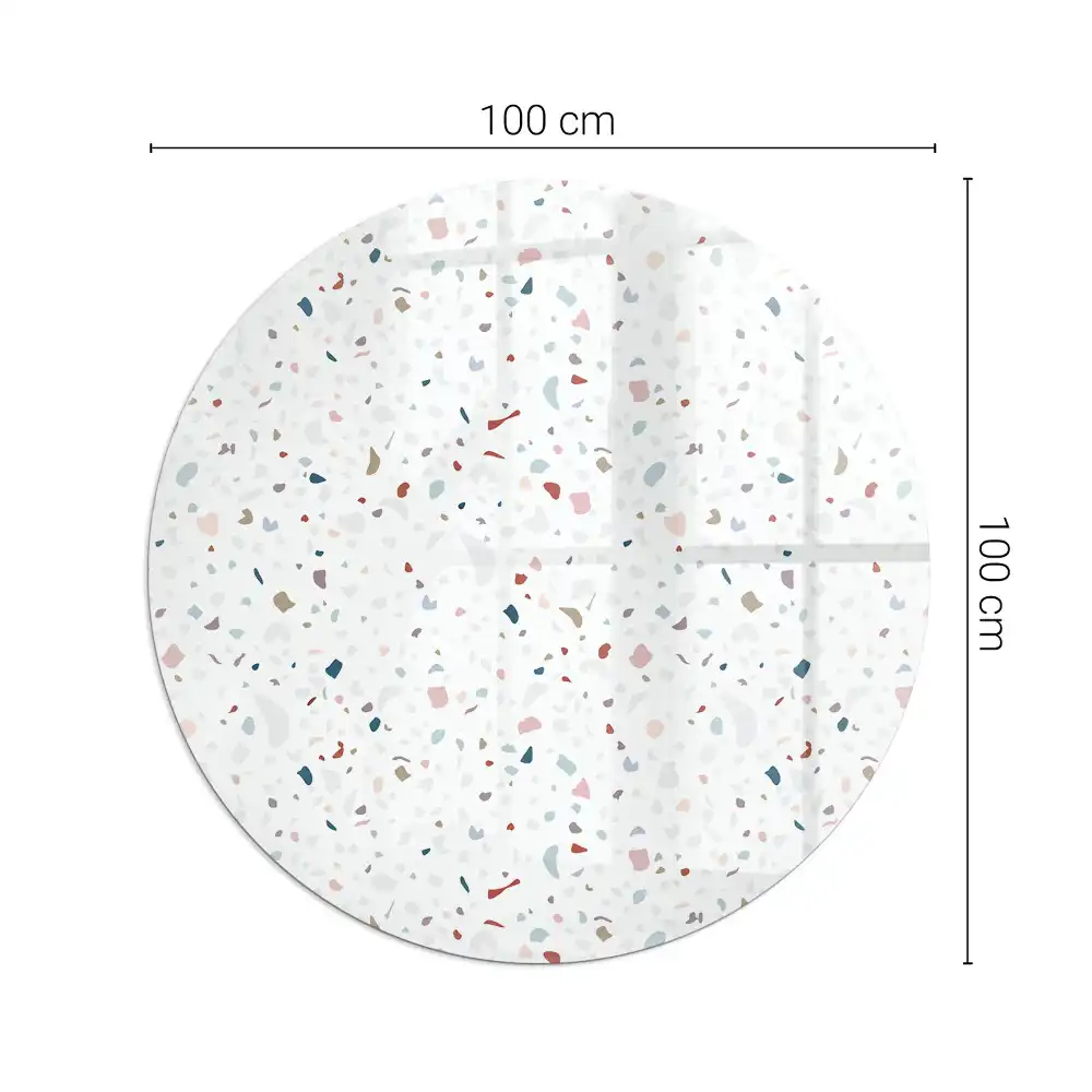 Plaque de protection ronde en verre trempé pour cheminée avec motif de petites formes