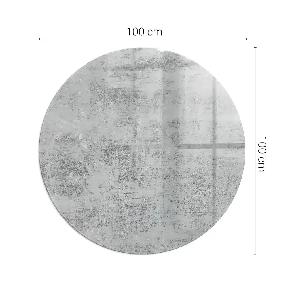Plaque de protection ronde en verre trempé pour cheminée motif abstrait