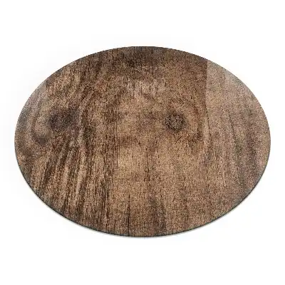 Plaque de sol ronde pour cheminée motif bois naturel