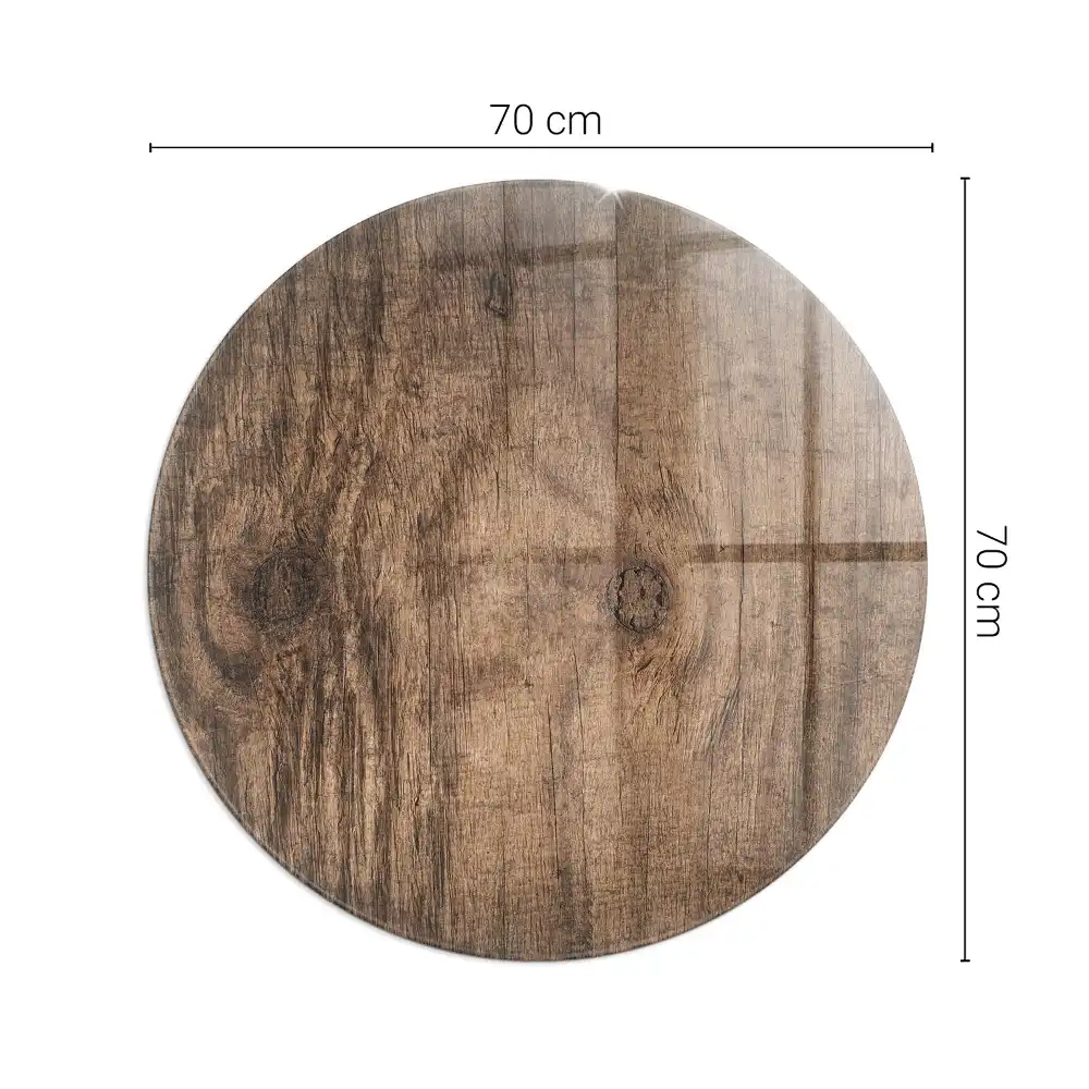 Plaque de sol ronde pour cheminée motif bois naturel