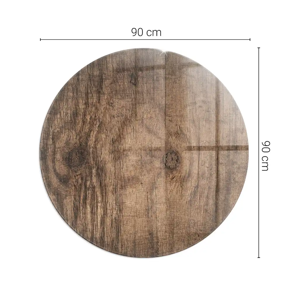 Plaque de sol ronde pour cheminée motif bois naturel