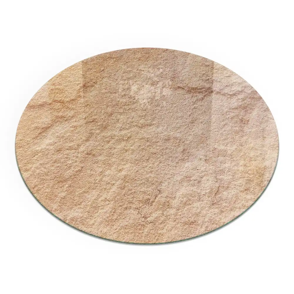 Plaque de protection ronde en verre trempé pour cheminée texture pierre naturelle