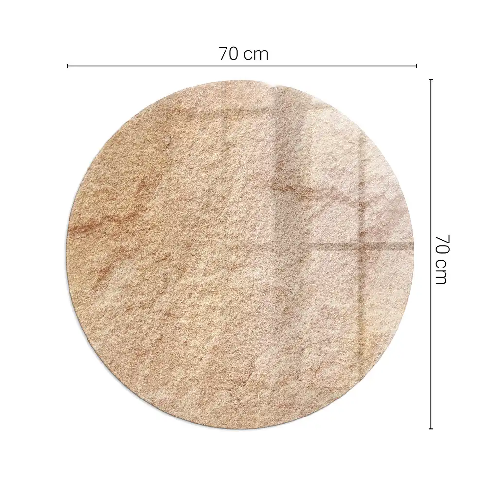Plaque de protection ronde en verre trempé pour cheminée texture pierre naturelle
