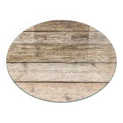 Plaque de sol ronde en verre pour cheminée aspect bois