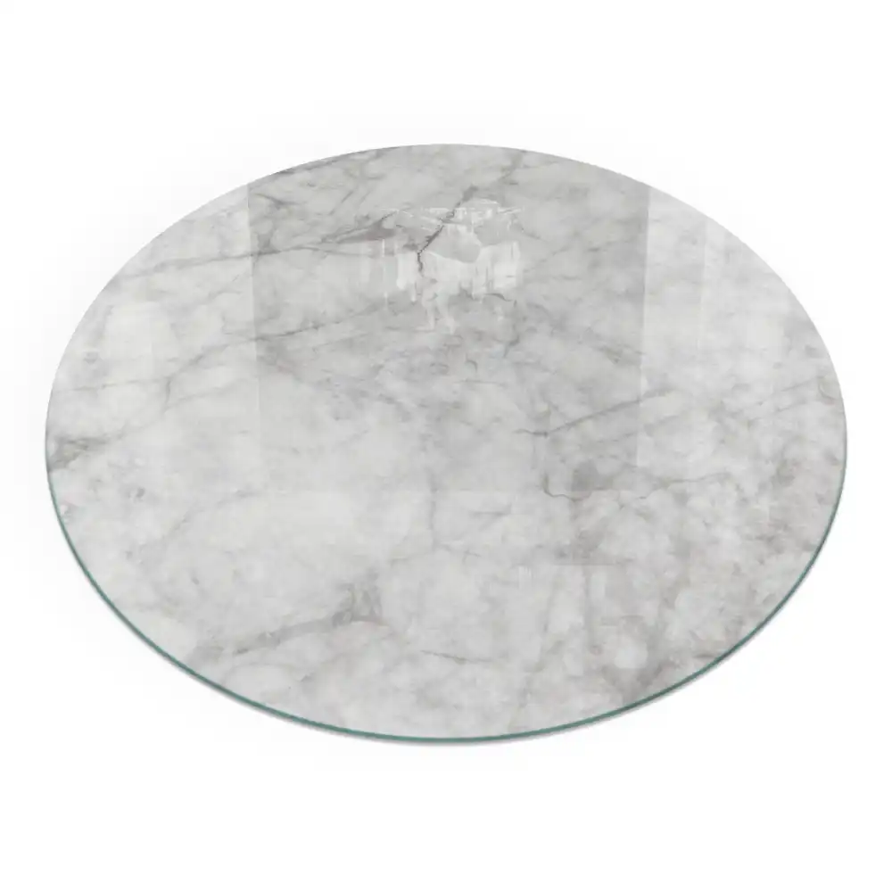 Plaque de sol ronde pour cheminée motif structure marbre