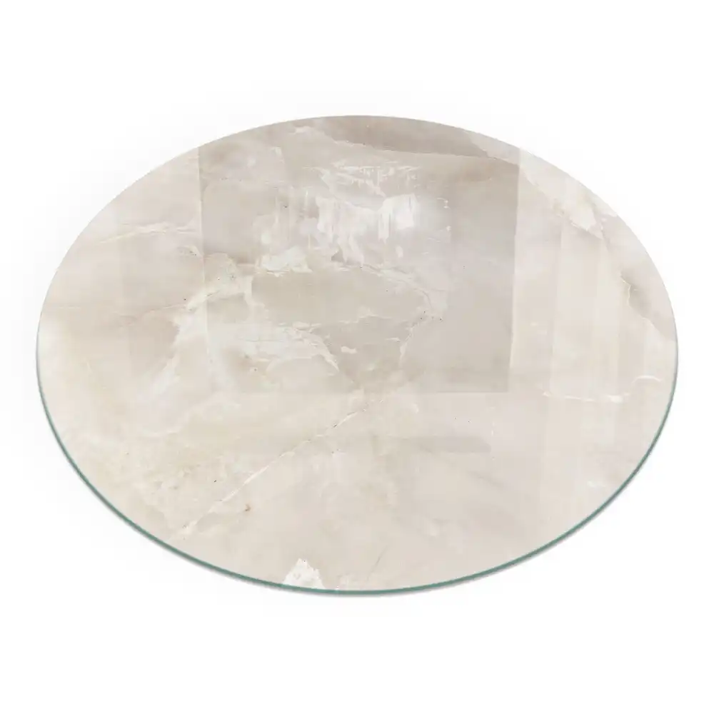 Plaque de protection ronde en verre trempé pour cheminée motif marbre naturel