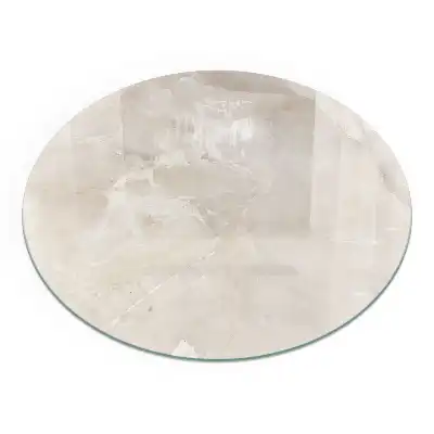 Plaque de protection ronde en verre trempé pour cheminée motif marbre naturel