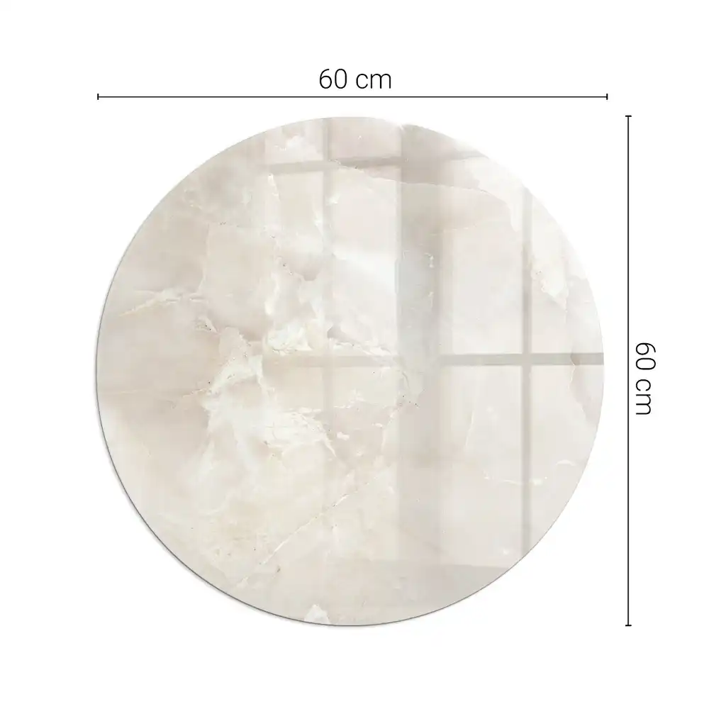 Plaque de protection ronde en verre trempé pour cheminée motif marbre naturel