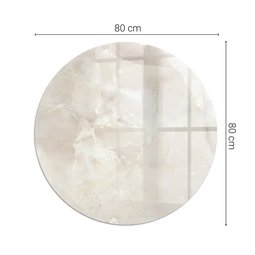 Plaque de protection ronde en verre trempé pour cheminée motif marbre naturel
