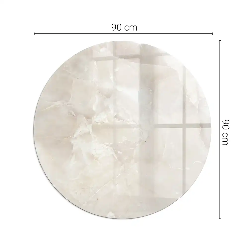 Plaque de protection ronde en verre trempé pour cheminée motif marbre naturel