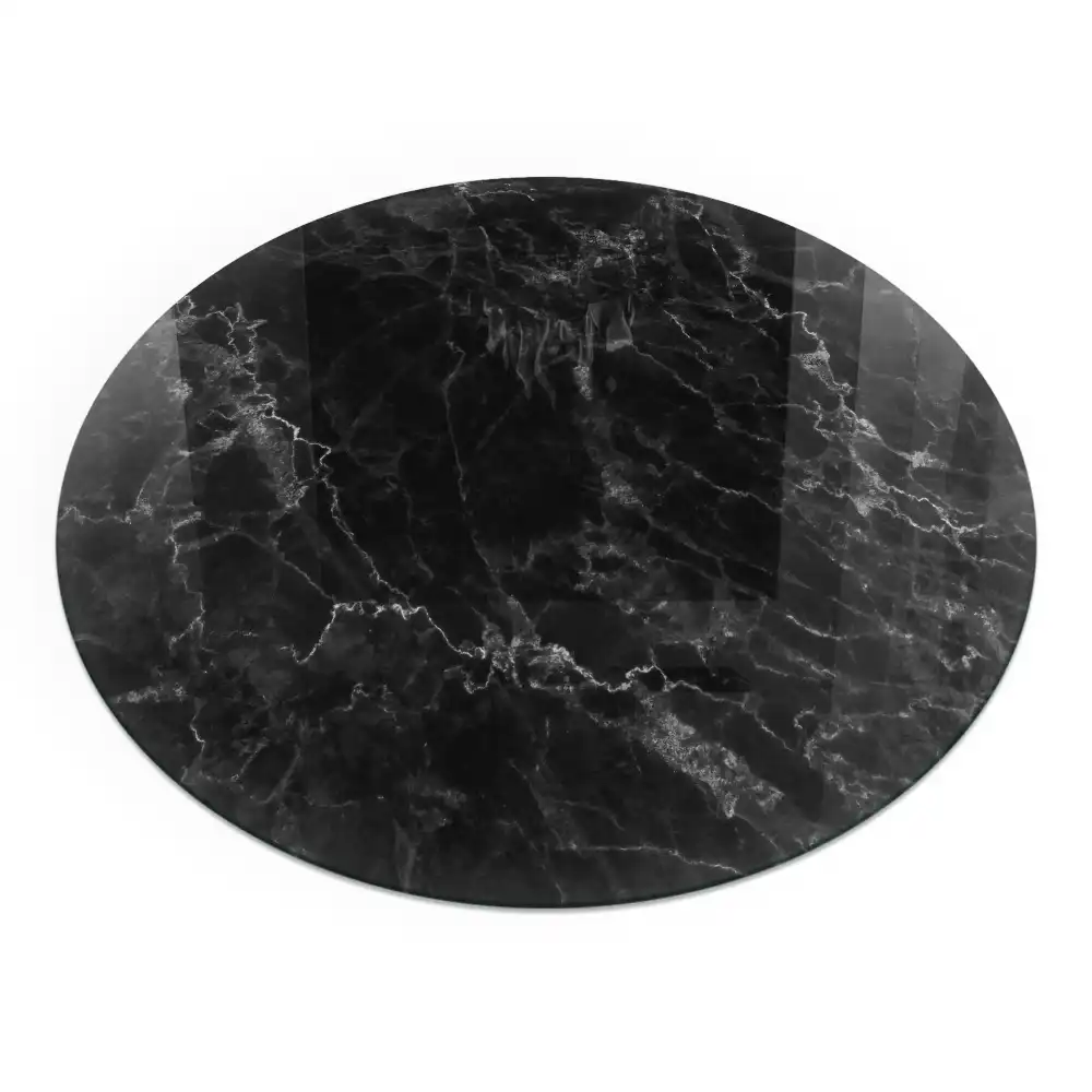 Plaque de sol ronde en verre pour cheminée motif marbre