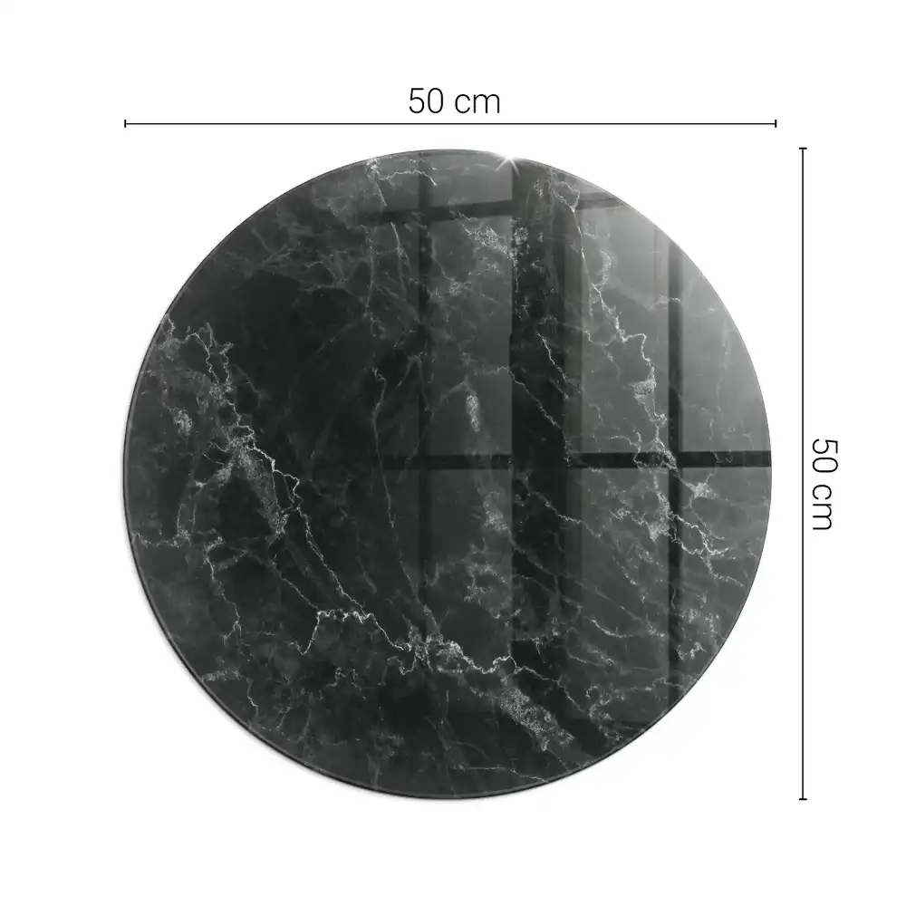Plaque de sol ronde en verre pour cheminée motif marbre