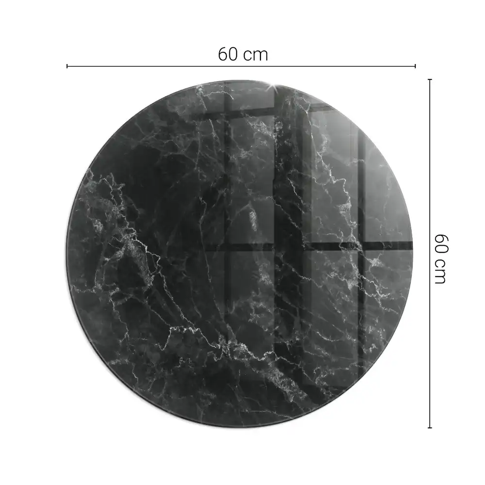 Plaque de sol ronde en verre pour cheminée motif marbre