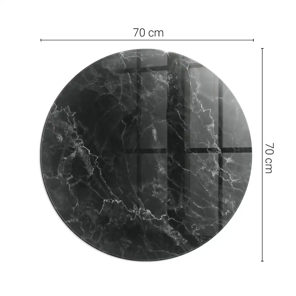 Plaque de sol ronde en verre pour cheminée motif marbre