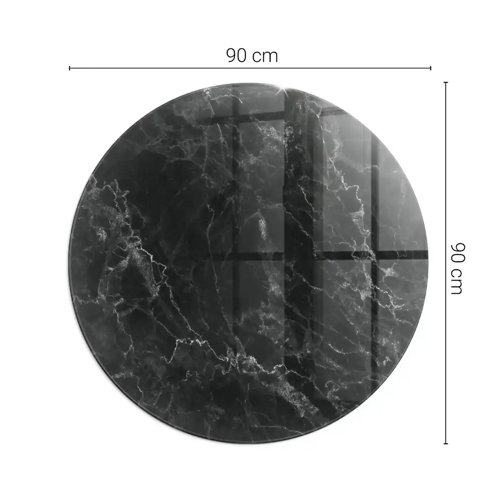 Plaque de sol ronde en verre pour cheminée motif marbre