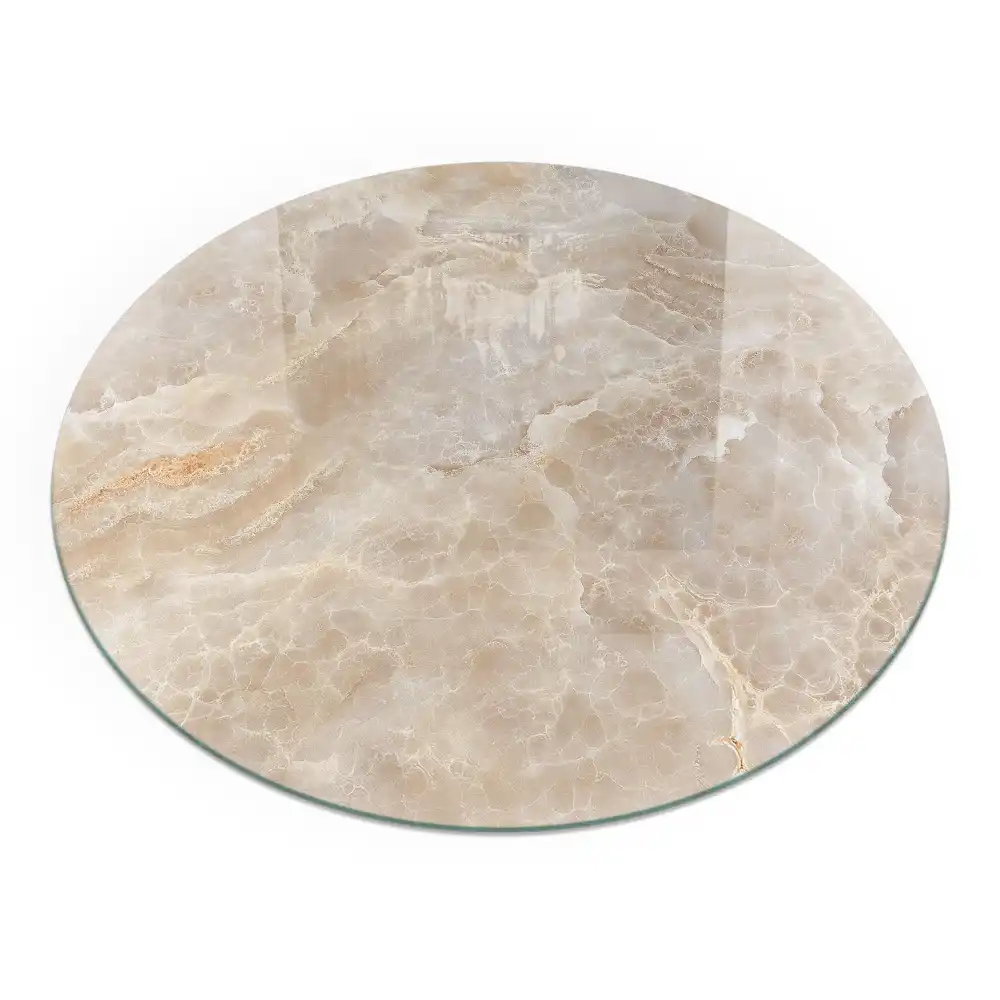 Plaque de sol ronde en verre pour cheminée motif pierre naturelle