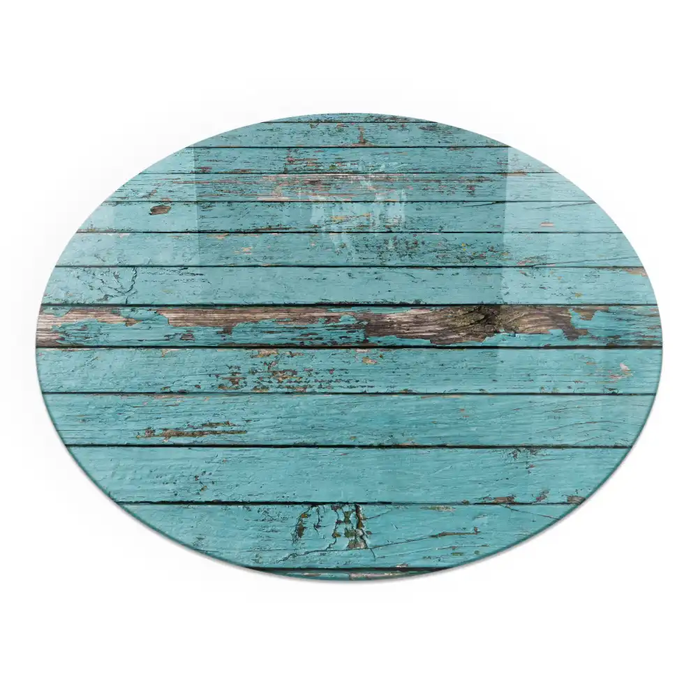 Plaque de protection ronde en verre trempé pour cheminée style rustique