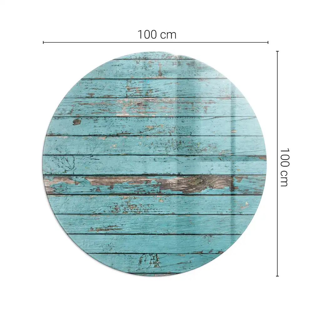 Plaque de protection ronde en verre trempé pour cheminée style rustique