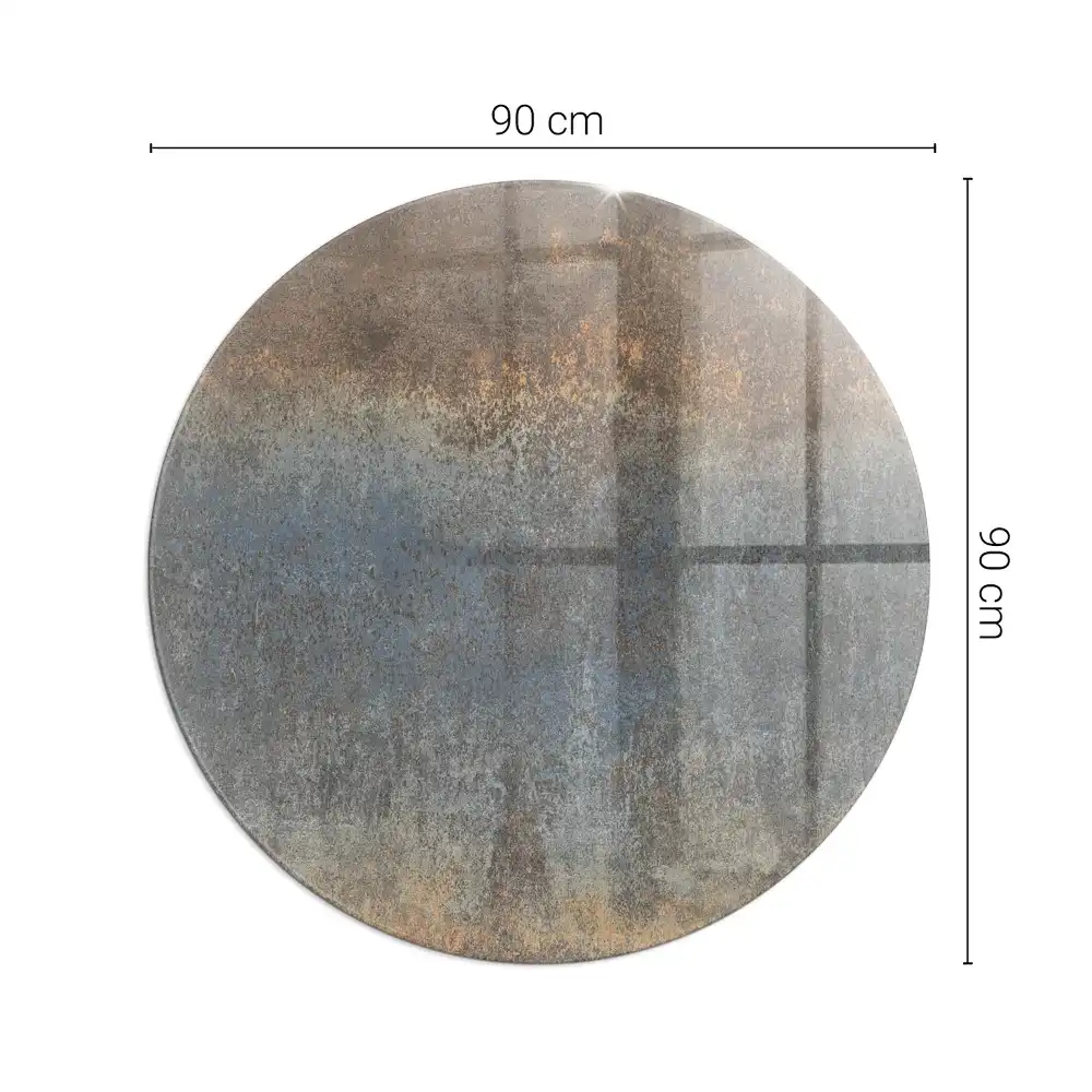 Plaque de sol ronde en verre pour cheminée motif texturé abstrait