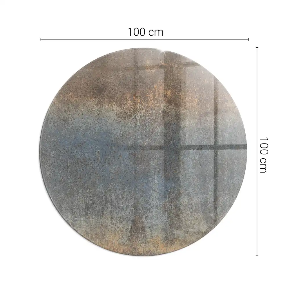 Plaque de sol ronde en verre pour cheminée motif texturé abstrait