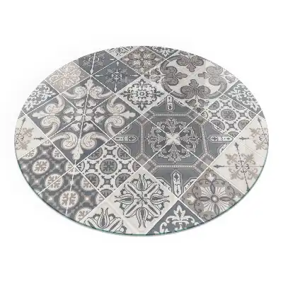 Plaque de sol ronde pour cheminée avec motif décoratif mosaïque