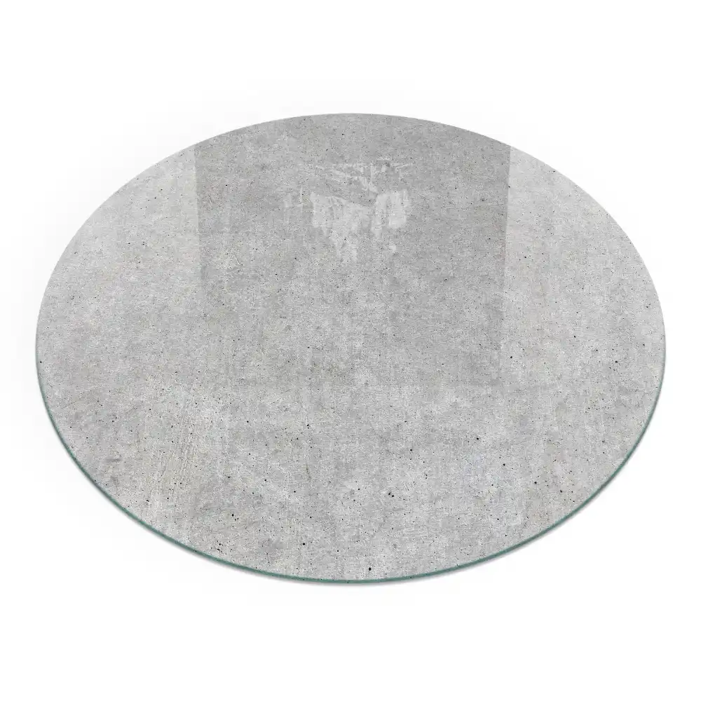 Plaque de protection ronde en verre trempé pour cheminée aspect béton brut