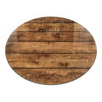 Plaque de sol ronde en verre pour cheminée motif grain de bois
