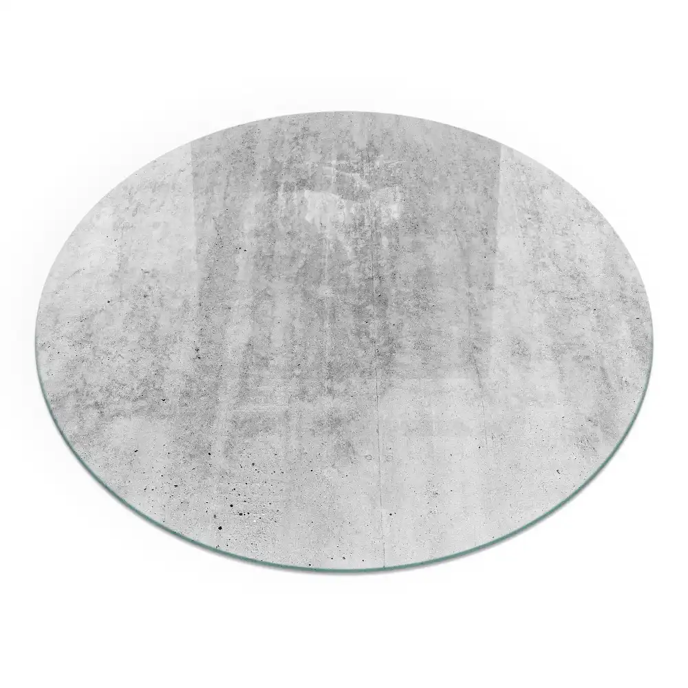 Plaque de sol ronde en verre pour cheminée aspect béton brut