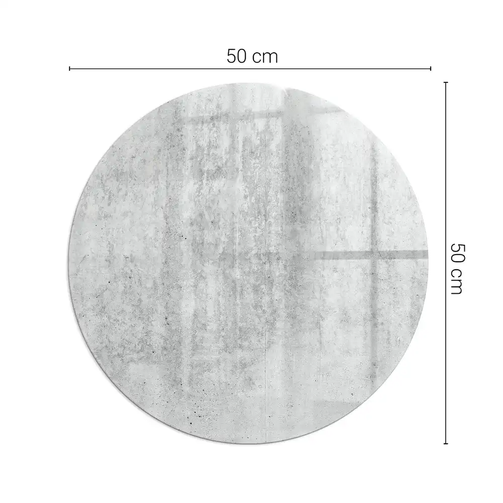 Plaque de sol ronde en verre pour cheminée aspect béton brut