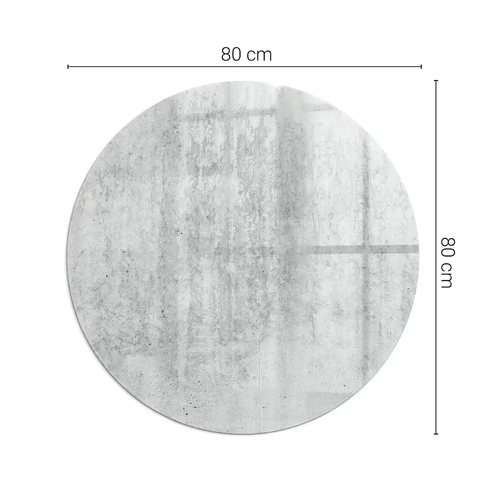 Plaque de sol ronde en verre pour cheminée aspect béton brut