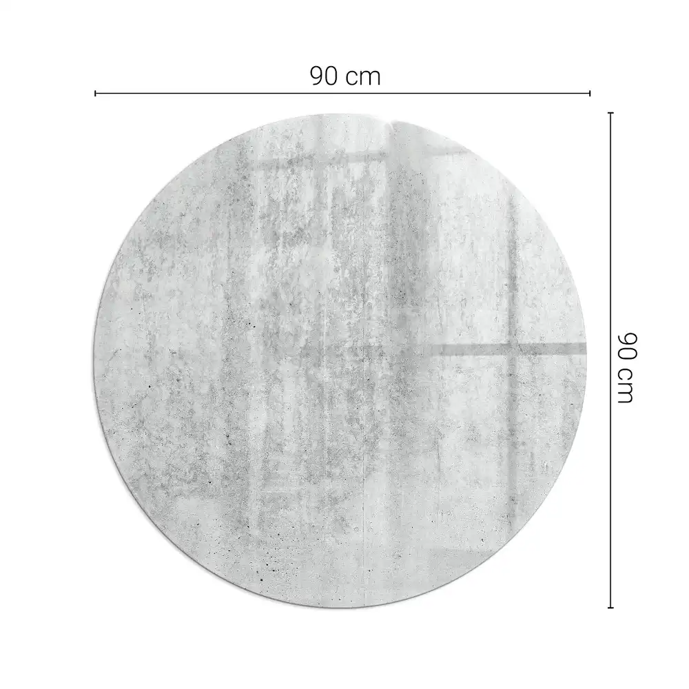Plaque de sol ronde en verre pour cheminée aspect béton brut
