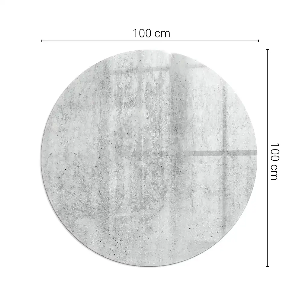Plaque de sol ronde en verre pour cheminée aspect béton brut