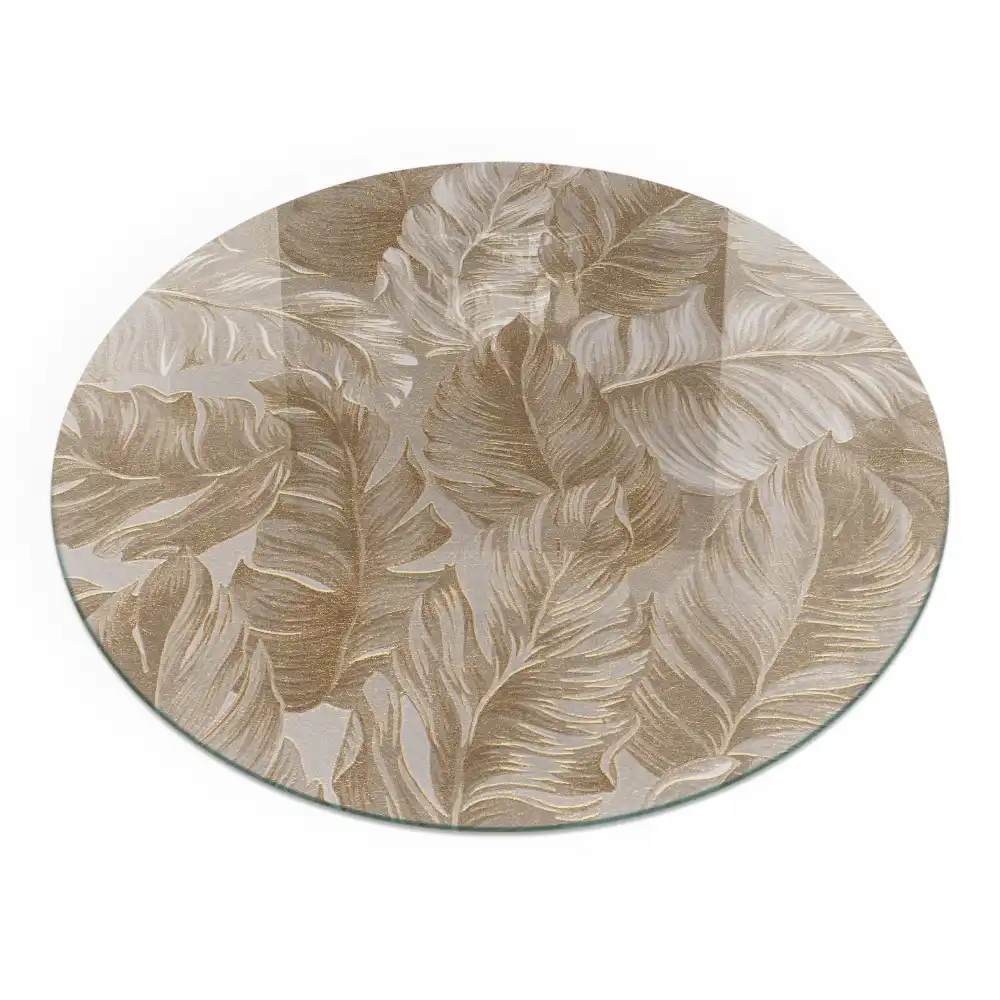 Plaque de sol ronde en verre pour cheminée à motif de feuilles