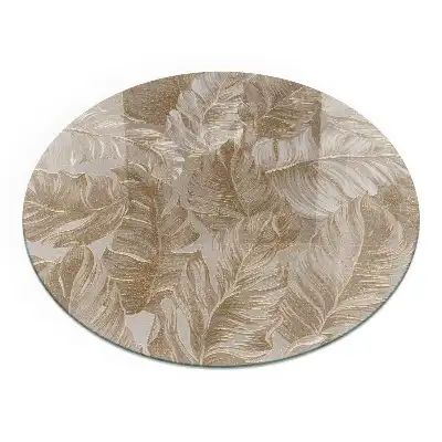 Plaque de sol ronde en verre pour cheminée à motif de feuilles