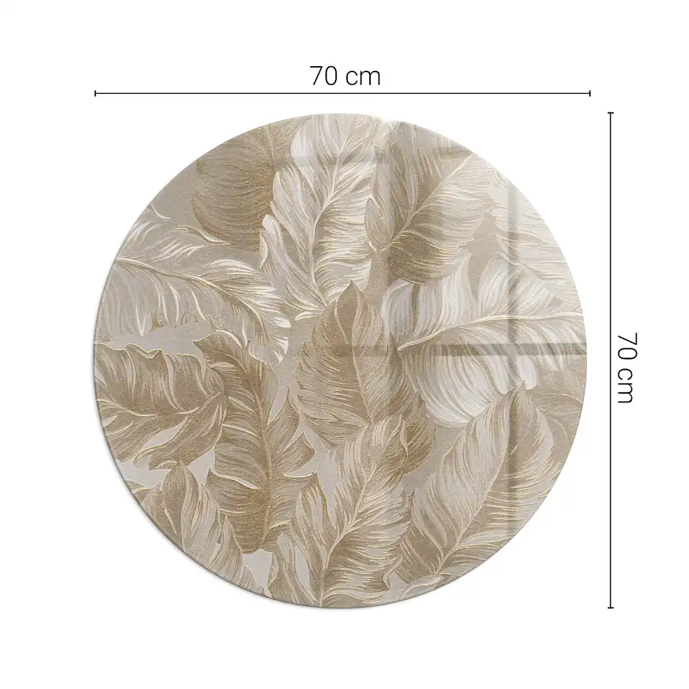 Plaque de sol ronde en verre pour cheminée à motif de feuilles