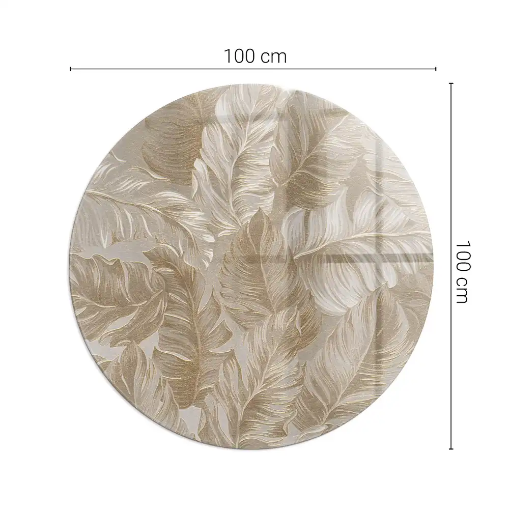 Plaque de sol ronde en verre pour cheminée à motif de feuilles