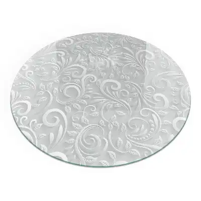 Plaque de sol ronde en verre pour cheminée avec motif végétal