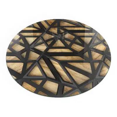 Plaque de sol ronde pour cheminée avec motif géométrique bois